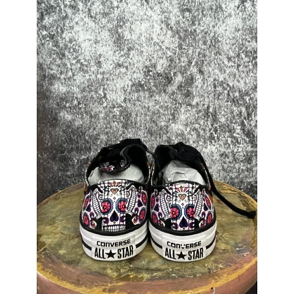 Converse shoes Women 7 men 5 All Star Sugar Skull Black Day Of The Dead Sneakers